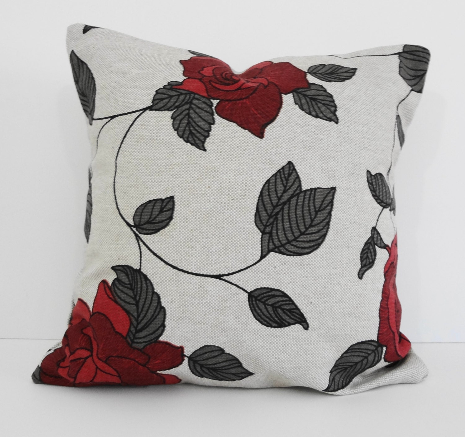 Decorative Pillow Cover Rose Charcoal Pillow by pillows4fun