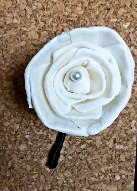 Items similar to Ivory Black Boutonniere- Ready to Ship Groom ...