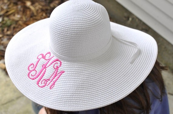 Personalized Floppy Beach Hat by bagitupboutique on Etsy