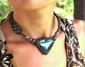 Blue Fire Labradorite / Spectrolite Macrame Choker Necklace with Stone Beads from X-tribal - Healing Stone Jewelry