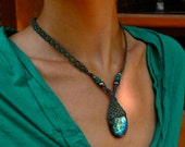 Rainbow Labradorite / Spectrolite Macrame Necklace with Stone Beads from X-tribal - Healing Stone Jewelry