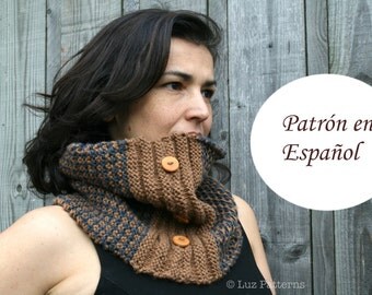 Patron de punto, patron de bufanda, cuello para mujer hombre unisex en Español Knitting snood pattern (02) INSTANT DOWNLOAD