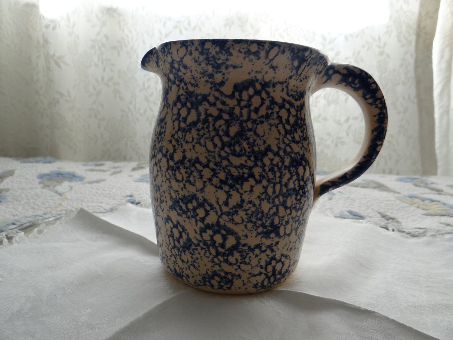 Blue and White Spongeware pitcher