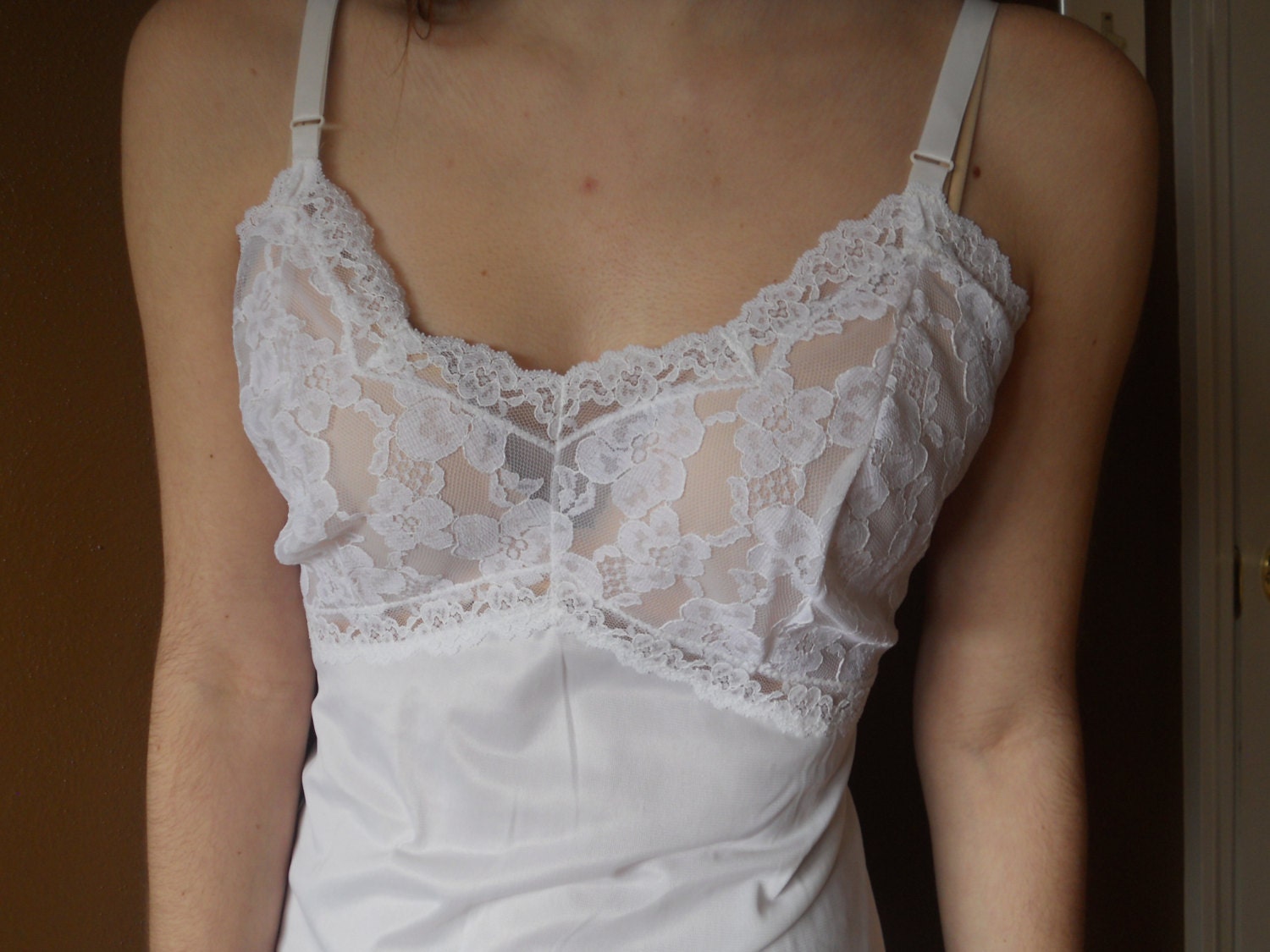 full length white slip