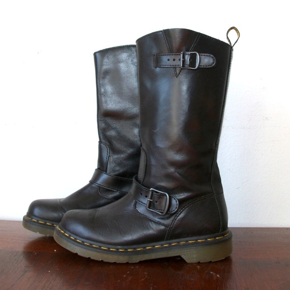 90s Doc Marten Black Leather Combat Boots Sz 6