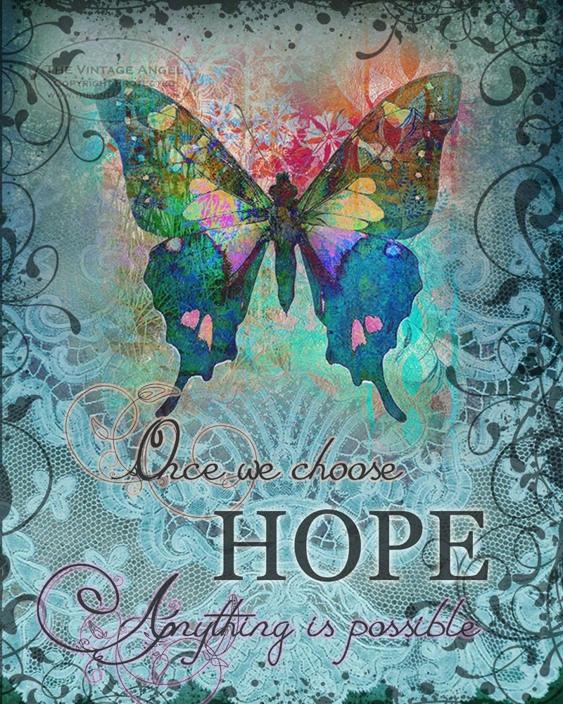 CHOOSE HOPE hope healing art print inspirational butterfly