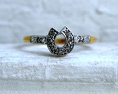 Lucky Vintage Horseshoe Ring in Diamonds, 18K Yellow Gold and Platinum.