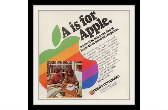 APPLE II Computer Logo Print Ad A Is For Apple