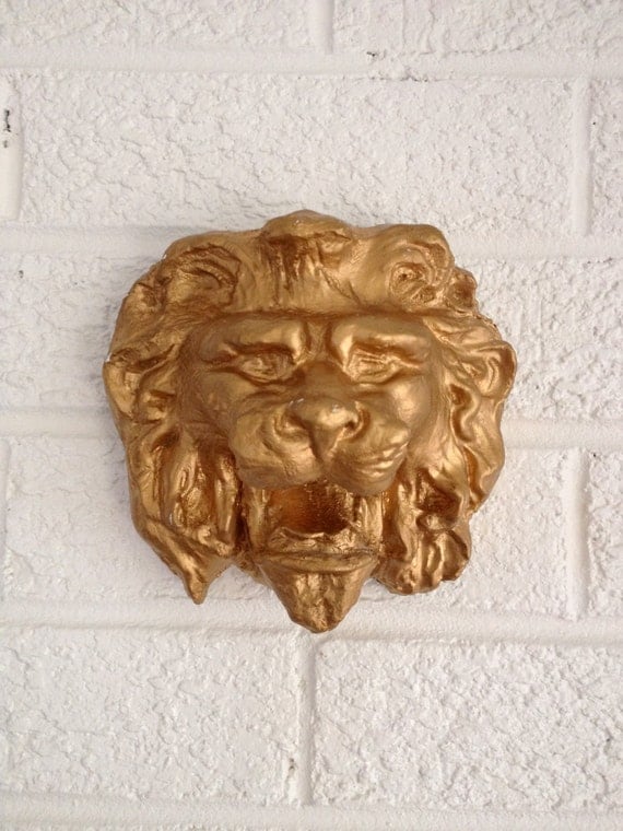 Vintage Gold Plaster Lion's Head