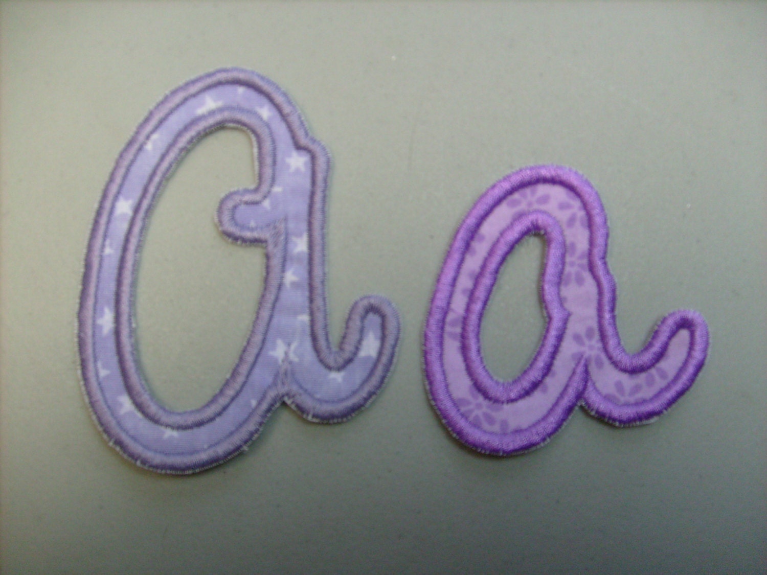 Script Monogram letter iron on or sew on machine embroidered