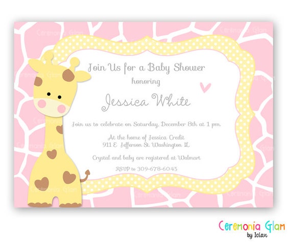 Invitacin Jirafa Baby Shower Chica Zazzle Es