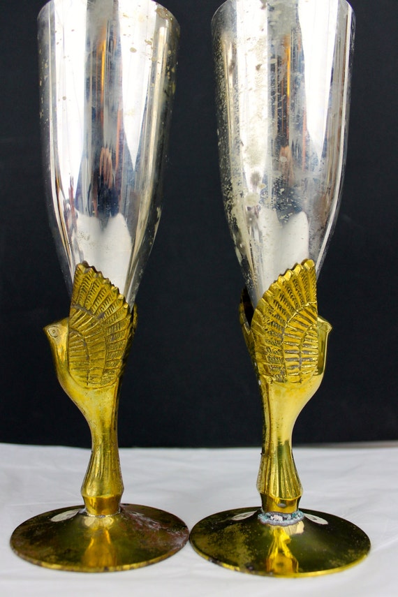 Vintage Silver and Brass Primitive Godinger Champagne Toasting
