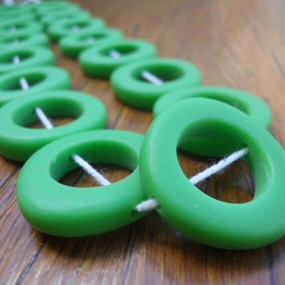 Mini jelly donuts resin beads Solid Lime Green 1 x strand 17 per strand all one size