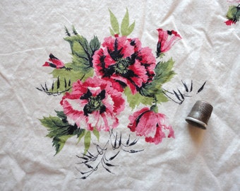 pink floral print vintage cotton fabric -- 35 wide by 3 yards plus