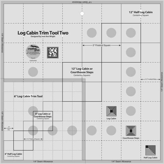 Items Similar To Creative Grids Quilting Ruler Cgrjaw2 Non Slip 12 Quot Log Cabin Trim Tool Two On Etsy Creative Grids Pineapple Trim Tool Quilting Template Ruler