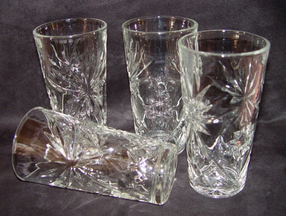 Anchor Hocking PRESCUT Star of David ICE TEA Glasses Set of