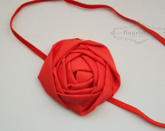 Back to Basics- ORANGE Rosette headband, everyday headbands, orange headbands, newborn headbands, photography prop