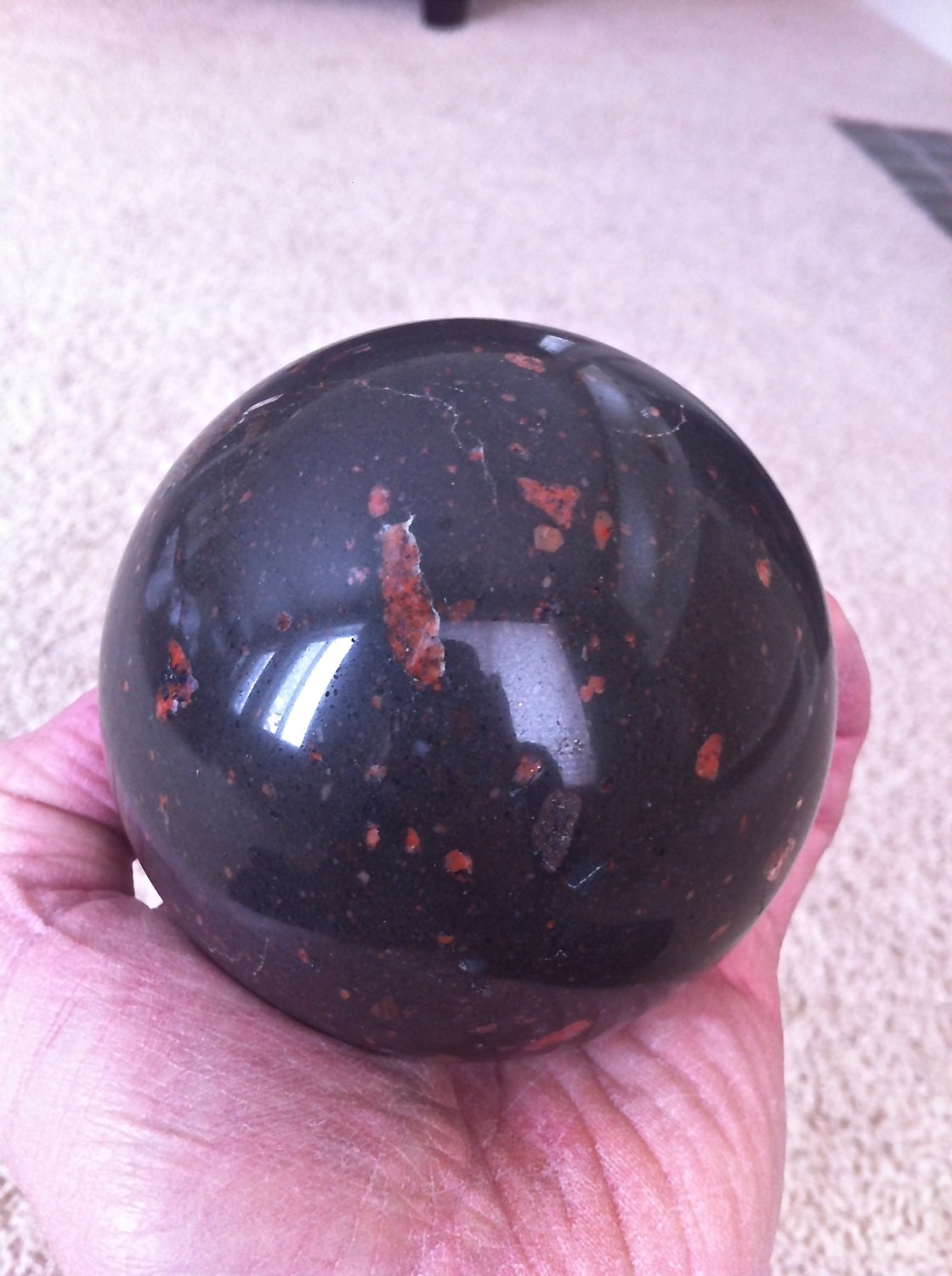 Huge Conglomerate Tillite Black Pudding Stone Crystal Ball