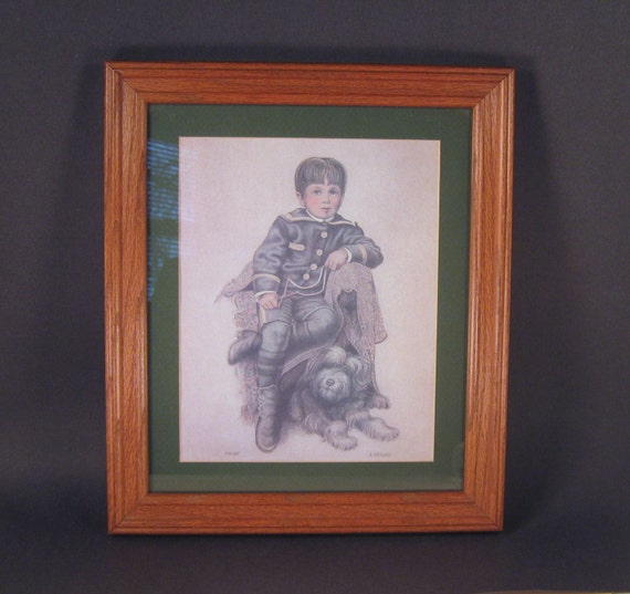 Robert Gentry Lithograph Print Slingshot Vintage Boy and