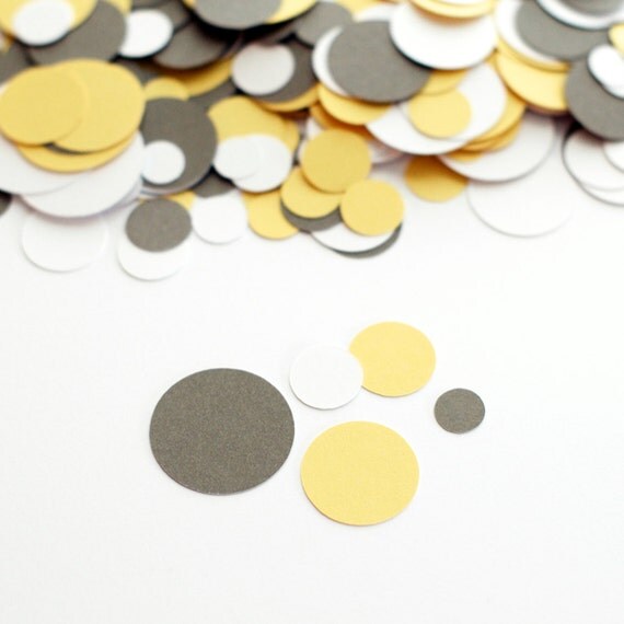 Party Decoration Circle Confetti Modern Yellow Gray Baby Shower Il_570xn