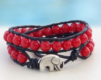 Flamenco... Leather wrap bracelet... Original OceanBead style.