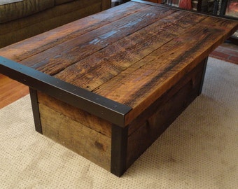 Industrial Coffee Table with Usable Trunk / Chest Base