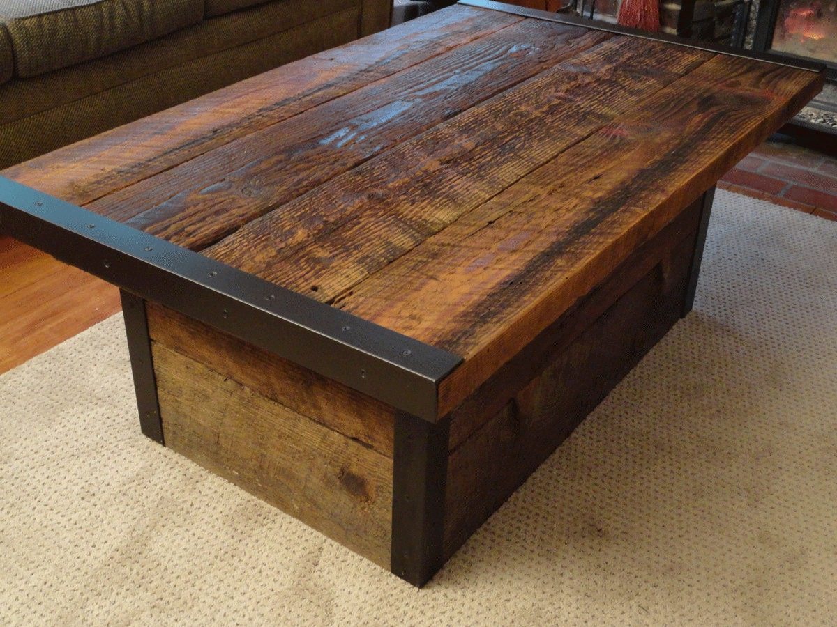 CUSTOM Industrial Coffee Table Trunk Base and 3 ft industrial