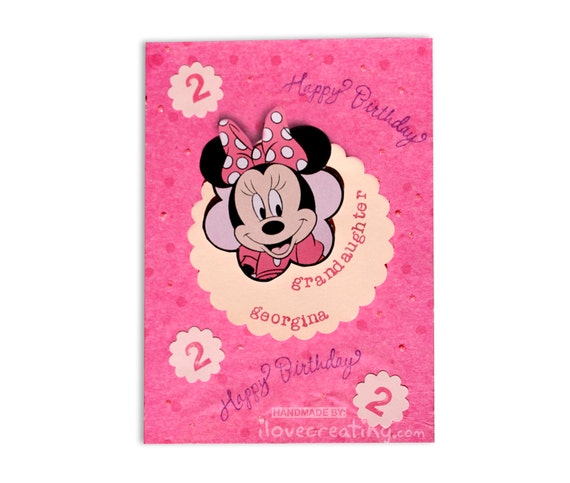 Minnie Mouse BIRTHDAY CARD Personalized for Kids Handmade