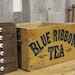 Vintage Blue Ribbon Tea Wooden Crate by JohnMihovetz on Etsy