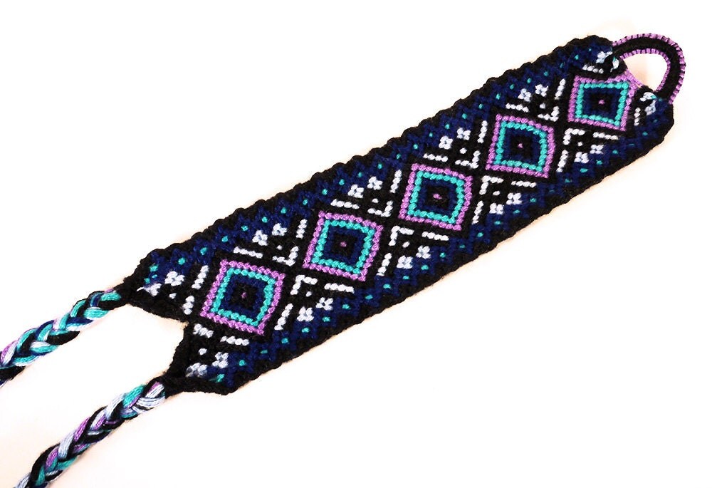 Tribal Blue Wide Friendship Bracelets Handmade by PerfectImp