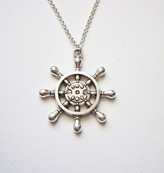 ship wheel necklace nautical jewelry sea necklace by RobertaValle