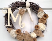 Neutral Tan and Cream Grapevine Wreath - Spring Wreath