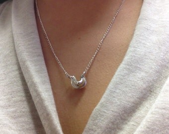 Fortune Cookie Necklace, Sterling Silver
