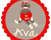 Valentine's Day Girl sock monkey - personalized - digital image Il_170x135