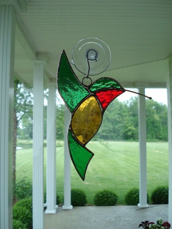 stained glass hummingbird suncatcher