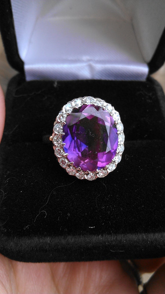 14k Gold 6.5ct Amethyst 1ct Diamond Ring by MADAMECKERSON