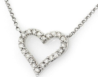 White Diamond Heart Necklace