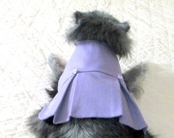 Small Dog Dress, Dog Dress, Lavender Stretch Cotton, Made to Order for Good Fit, Yorkie Pomeranian Shih Tzu