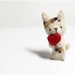Coco Cat - needle felted wool brooch, crystal bead