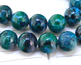 Full Strand Malachite Azurite Beads ----- 12mm ----- about 32Pieces ----- gemstone beads--- 15.5" in length