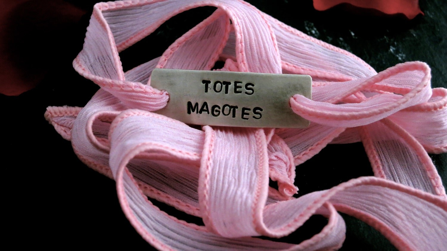 Totes Magotes 925. Hand stamped Sterling Silver Pink Silk