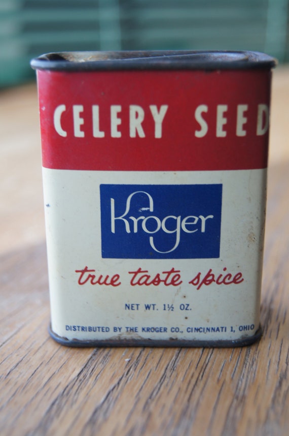 Vintage Antique RETRO Spice Tin CELERY SEED dist by Kroger