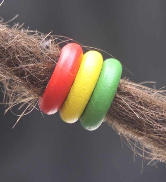 15 8mm 5/16' Rasta Wooden Dreadlock Rings Hair Beads