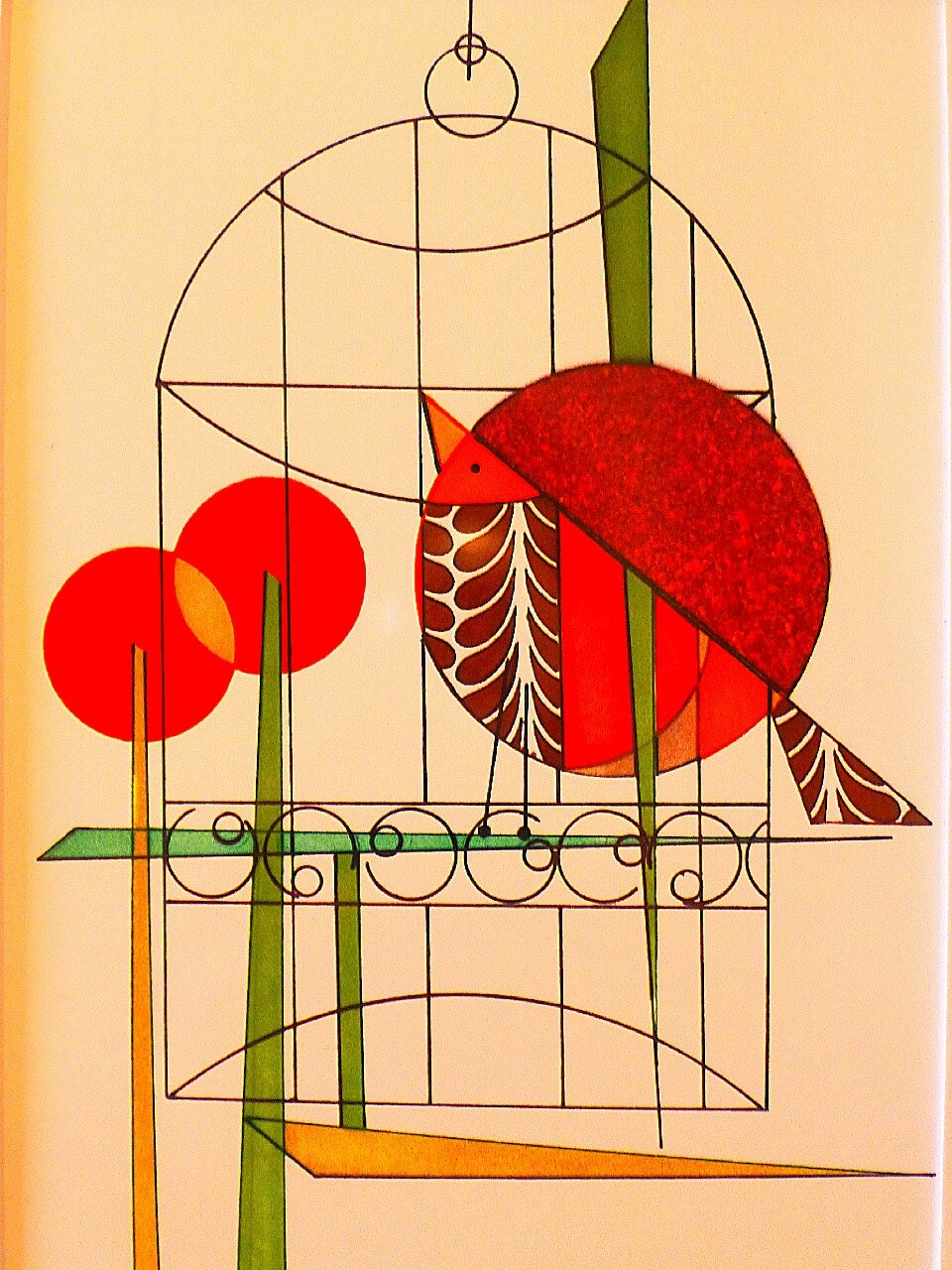 Original Mid Century Modern Bird art 5x7 print by COLBYandFRIENDS