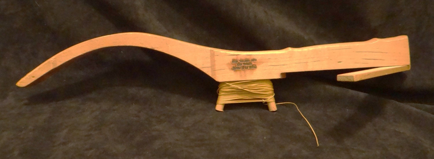 Vintage ice fishing rig wooden fishing pole made in Sweden