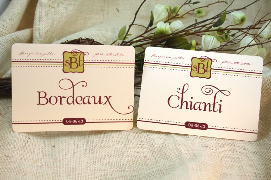 Wine Label Theme Berry & Kiwi Table Name Signs Get Started