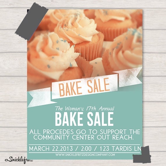 Items similar to Bake Sale Flyer- Personalized Printable ...