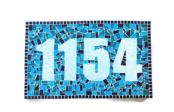 Mosaic Address Plaque House Number Sign by GreenStreetMosaics