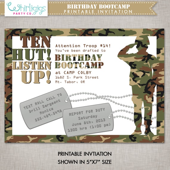 Army Birthday Party Invitation Wording 6