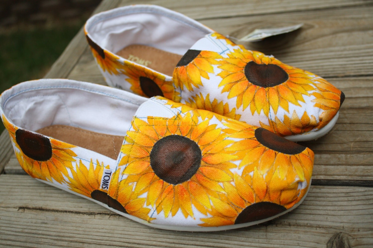 Full Sunflower Hand Painted TOMS Shoes
